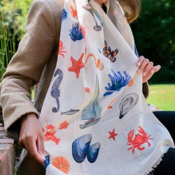 Fisherman, Ocean Print Scarf In Personalised Gift Box, 5 of 5