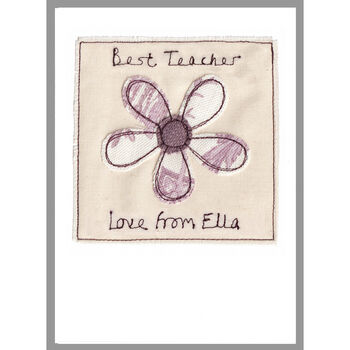 Personalised Thank You Teacher Embroidered Card For Him Or Her, 3 of 12