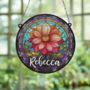 Dahlia Personalised Stained Glass Effect Suncatcher, thumbnail 2 of 6