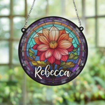 Dahlia Personalised Stained Glass Effect Suncatcher, 2 of 6