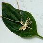 Gold Plated Sterling Silver Dragonfly Necklace, thumbnail 1 of 4