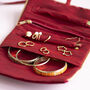 Velvet ‘Joy’ Travel Jewellery Roll Maroon And Gold, thumbnail 2 of 4