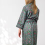Grey And Pink Flower Print Cotton Dressing Gown Kimono, thumbnail 4 of 10