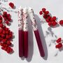 White And Red Glitter Christmas Candles 'Berry Snowy', thumbnail 1 of 4