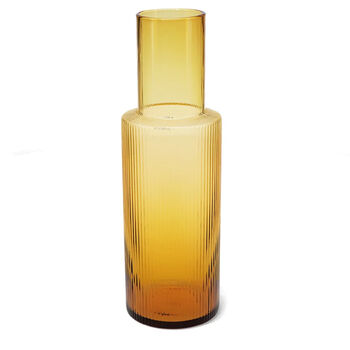 Retro Amber Ribbed Glass Carafe And Glass Set, 2 of 3