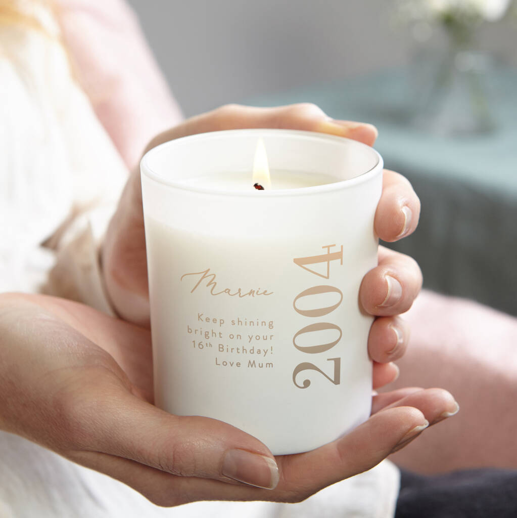 16th Birthday Gift White Candle By Kindred Fires | notonthehighstreet.com