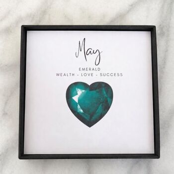 May Heart Birthstone Sterling Silver Earrings Emerald, 4 of 5