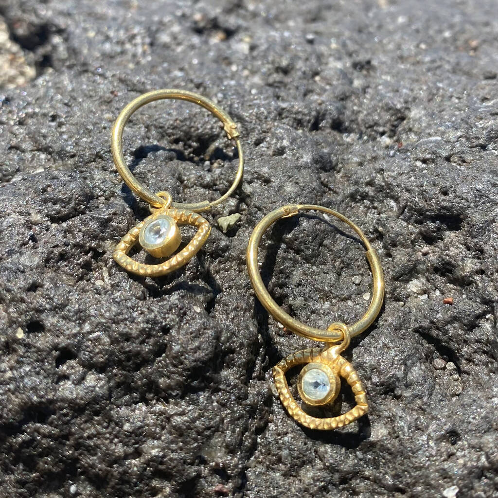 Eye Of Intuition Topaz Hoops In Silver/Gold Plated, 1 of 12