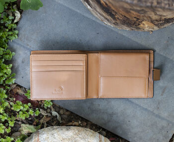 Men's Luxury Tan Leather Wallet Notecase Design Rfid Safe Personalised, 6 of 6