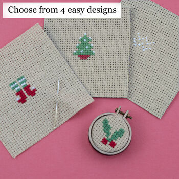 Christmas Baubles Jolly Holly Cross Stitch Hoop, 4 of 12