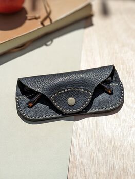 Personalised Hand Stitched Leather Spectacles Case, 2 of 8