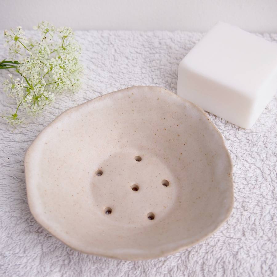 Handmade Oatmeal White Ceramic Stoneware Soap Dish, 1 of 7