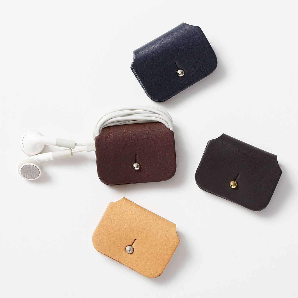 Dark Brown Leather Headphone Keeper By BRIGGS + SHEARS