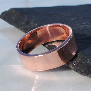 9ct Rose Gold Wide Flat Wedding Band, 2 of 2