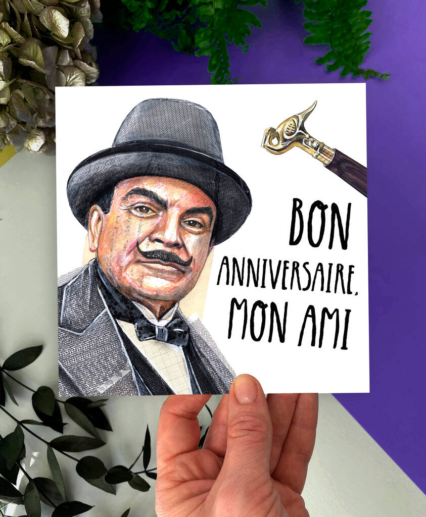 Poirot Birthday Card, Bon Anniversaire Mon Ami, 1 of 4
