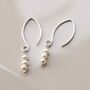 Sterling Silver Triple Pearl Drop Earrings, thumbnail 4 of 5