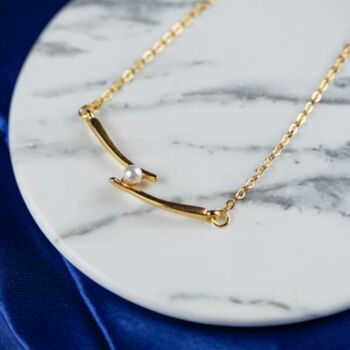 Gold Plated White Pearl Irregular Pendant Necklace, 5 of 5