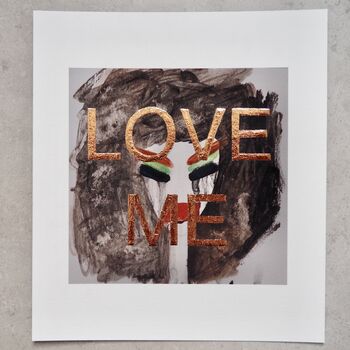Love Me Giclee Art Print With Gold Leaf Lettering, 4 of 5