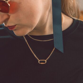Layered Gold Carabiner Necklace With Double Chain, 3 of 7