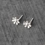 Sterling Silver Little Flower Earrings, thumbnail 2 of 3