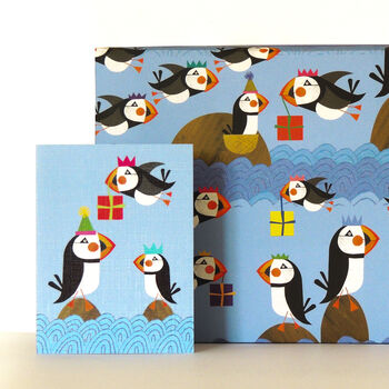 Puffin Gift Wrapping Paper Two Sheets, 2 of 5