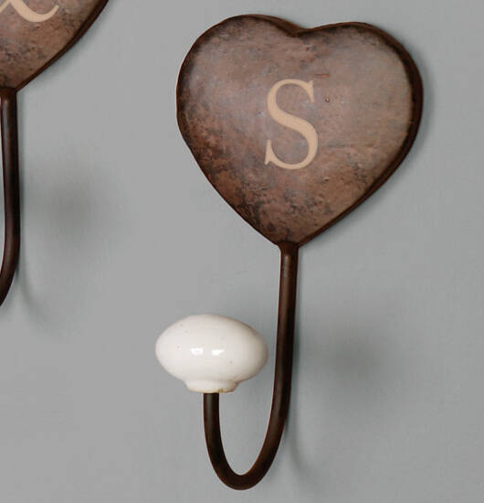 Set Of Three Monogram Iron Heart Wall Hooks By Dibor