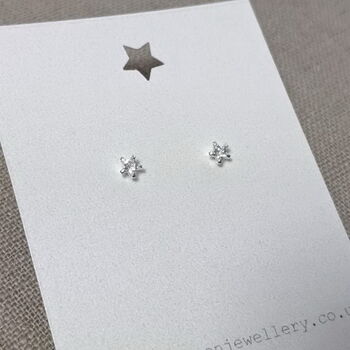 Tiny Crystal Star Stud Earrings, 3 of 7