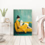 Female Reading Dog Portrait Art Print, thumbnail 4 of 4