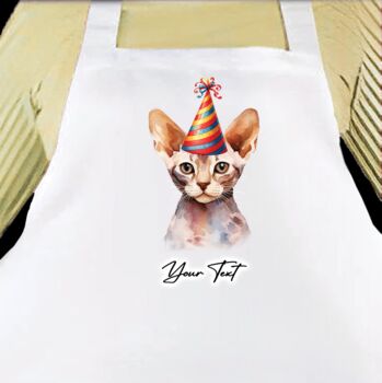 Personalised Gift Apron Cat Birthday Party Hat. 20 Different Breeds, 7 of 12