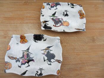Set Of Two Handmade Soap Dishes In Witches Design, 4 of 10