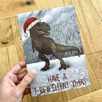 Funny T Rex Christmas Card, 3 of 5