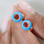 Sterling Silver Blue And Red Enamel Stud Earrings, thumbnail 4 of 11