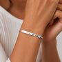 Personalised Curve Bar Birthstone Bracelet Engrave Name Symbols, thumbnail 1 of 12
