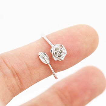 Adjustable Rose Wrap Ring In Sterling Silver, 3 of 10