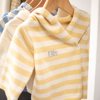 New Baby Cream And Yellow Striped Hooded Cardigan, 2 of 12