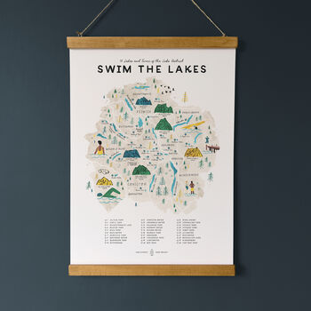 Swim The Lakes Illustrated Map Checklist Print, 3 of 7