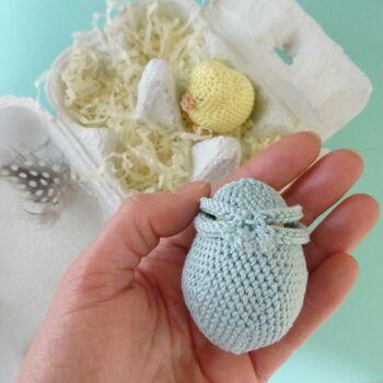 Easter Chick And Egg Crocheted Toy For Children, 5 of 12