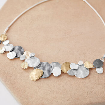 Hammered Gunmetal Four Tone Statement Necklace, 3 of 6