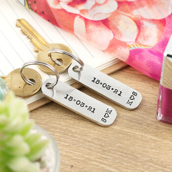 Couples Anniversary Gift Pair Of Personalised Keyrings, 7 of 7