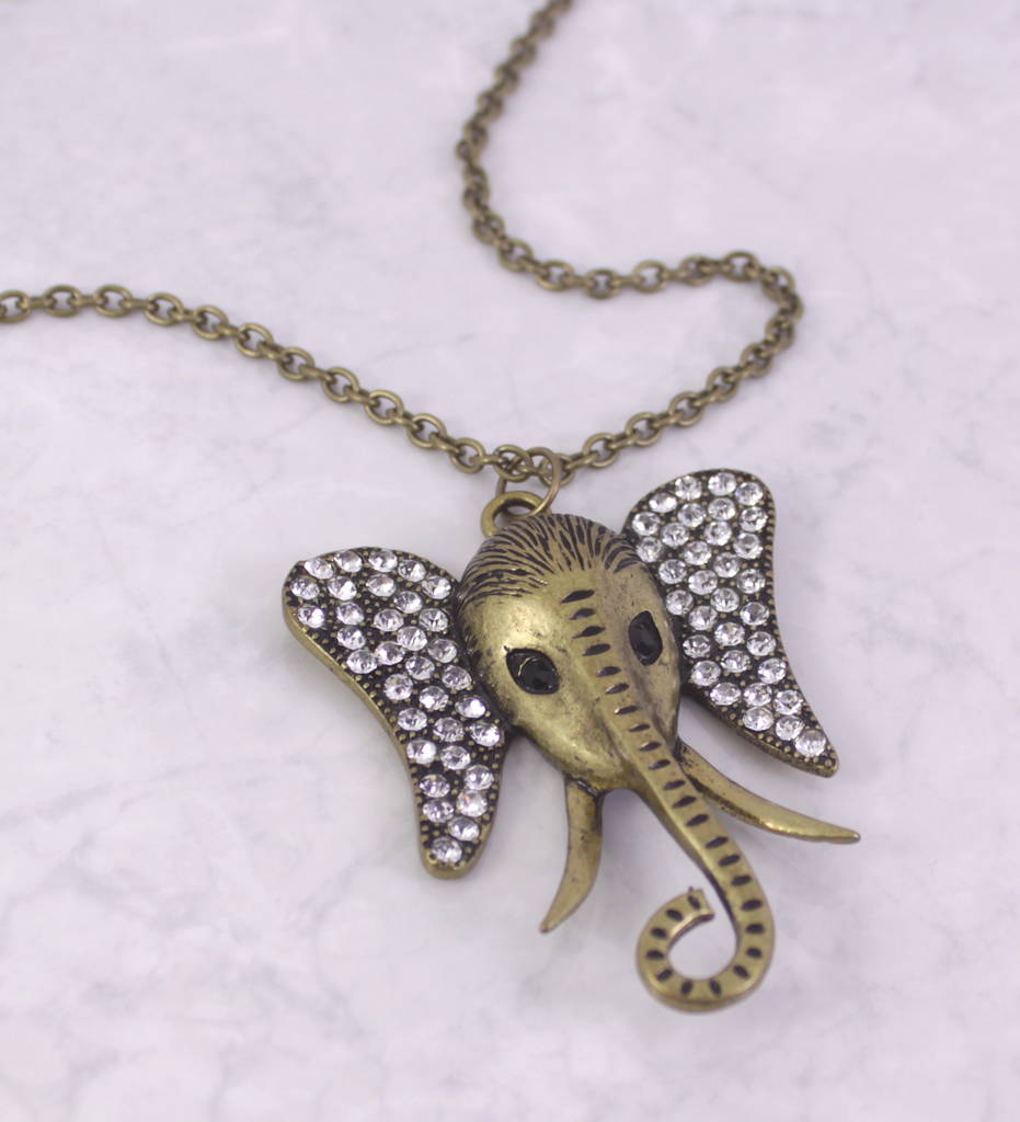 Large Crystal Elephant Necklace By Lucy Loves Neko | notonthehighstreet.com