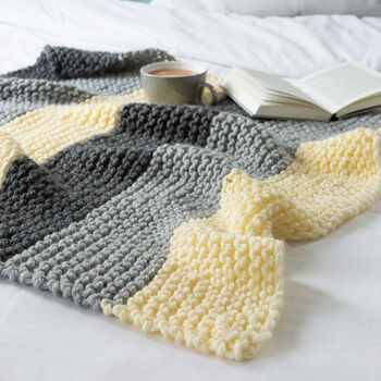 Beginners Striped Blanket Knitting Kit, 4 of 7