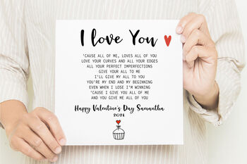 Valentines Day Card, Song Lyrics Card, 3 of 3