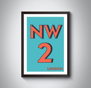 Nw2 Willesden London Typography Postcode Print, 3 of 10