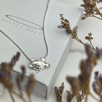 Sterling Silver Turtle Necklace, Sealife Jewellery, 3 of 12