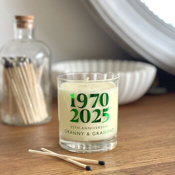 Emerald Wedding Anniversary Personalised Candle, 2 of 4
