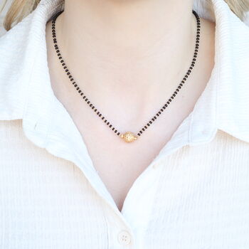 Indian Gold Plated Black Bead Mangalsutra Nazaria Necklace, 4 of 4