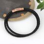 Personalised Rose Gold Plated And Leather Wrap Bracelet, thumbnail 1 of 6