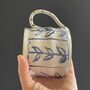 Big Huggable Mug With Blue And White Abstract Floral Hand Painted Design, thumbnail 11 of 12