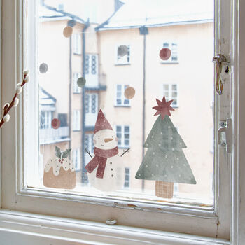 Snowman, Tree And Christmas Pudding Window Cling And Wall Sticker, 2 of 2