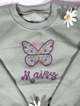 Butterfly Name Personalised Embroidered Sweatshirt, 3 of 5